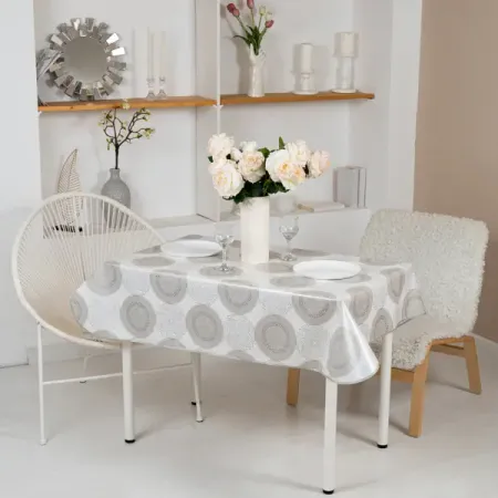 Скатерть Колорит Круги прямоугольная 135x220 см цвет серый льняная скатерть дорожка для стола