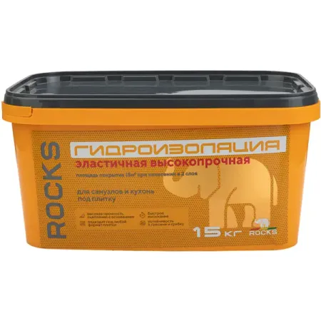 Гидроизоляция акриловая однокомпонентная Rocks 15 кг основание столба l образное 60х80х100х300х4мм