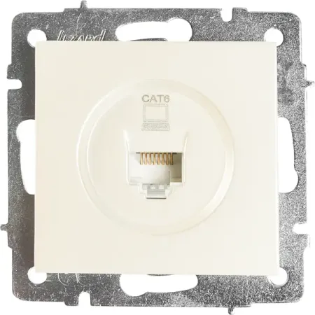 Розетка компьютерная встраиваемая Lezard Vesna cat 6 цвет жемчужно-белый розетка компьютерная 1 пост lezard leto графит