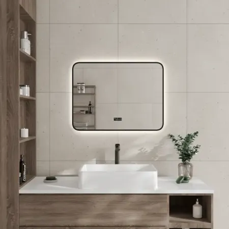 Зеркало для ванной Drive с подсветкой 80x60 см цвет черный