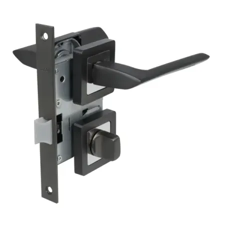 Комплект дверных ручек на розетке Edson WC14Q1 с запиранием цвет графит дверных ручек dooroom латунные