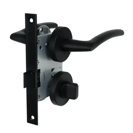 Комплект дверных ручек на розетке Edson WC3R4 с запиранием цвет черный дверных ручек dooroom латунные