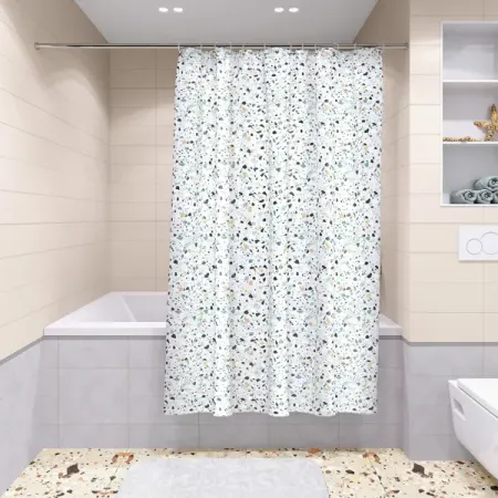 Штора для ванной Lemer Terrazzo 180x200 см полиэстер цвет мультиколор для садовых качелей удачная мебель рио с тентом желтый полиэстер
