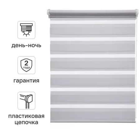 Штора рулонная день-ночь Inspire Peter 50x160 см светло-серая