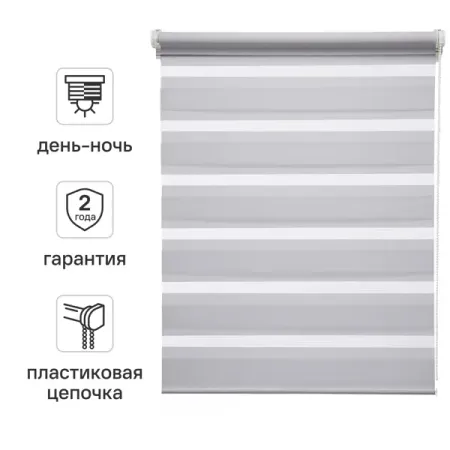 Штора рулонная день-ночь Inspire Peter 70x160 см светло-серая