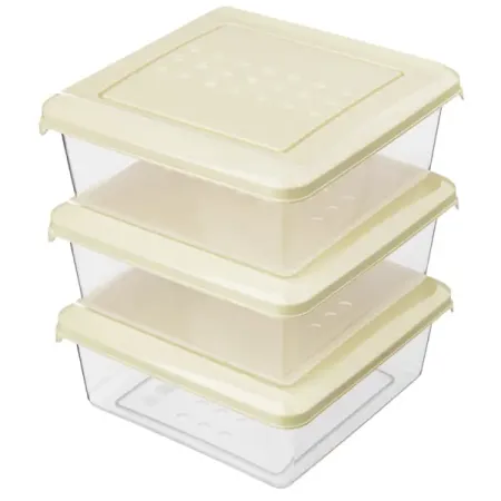 Контейнер для продуктов Homver 500 мл полипропилен цвет бежевый 3 шт