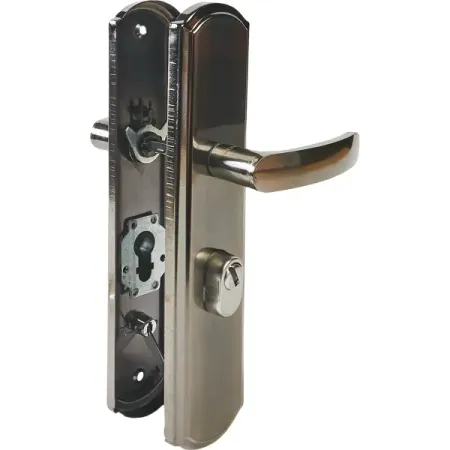 Ручка дверная межкомнатная на планке правая матовый никель/черный никель