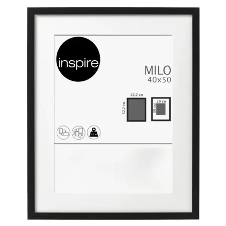Рамка Inspire Milo 40x50 см цвет черный заготовка для декорирования devente эллипсы 50x33 мм 8 штук