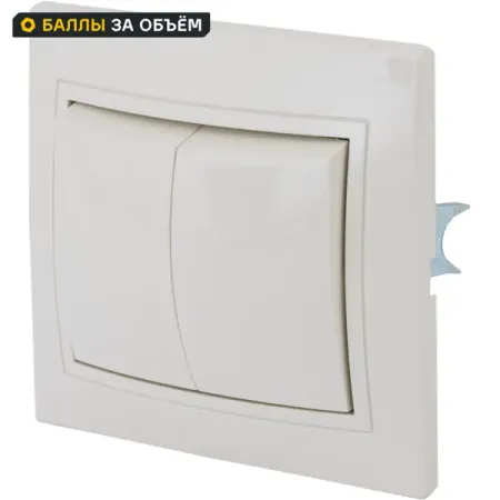 Выключатель встраиваемый Таймыр 2 клавиши цвет бежевый