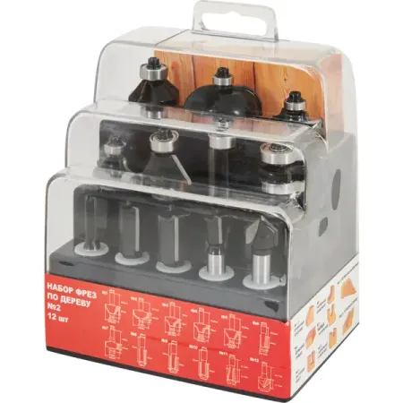 Набор фрез фигурных по дереву 1412003 хвостовик 8 мм, 12 шт.