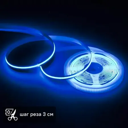 Светодиодная лента Apeyron LED COB 24В 10 мм 5м 14 Вт/м 60диод/м синий свет