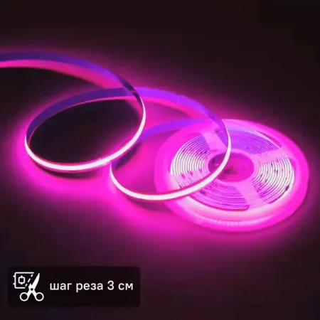 Светодиодная лента Apeyron LED COB 24В 10 мм 5м 14 Вт/м 60диод/м розовый свет светодиодная лента beented 7led 780мм для телевизора hisense