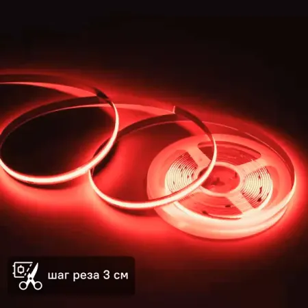 Светодиодная лента Apeyron LED COB 24В 10 мм 5м 14 Вт/м 60диод/м красный свет красный полиуретановый приводной ремень 1 метр