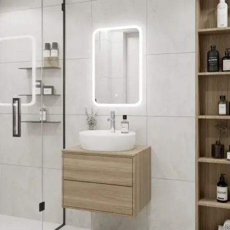 Зеркало для ванной Light Led с подсветкой 40x60 см цвет белый