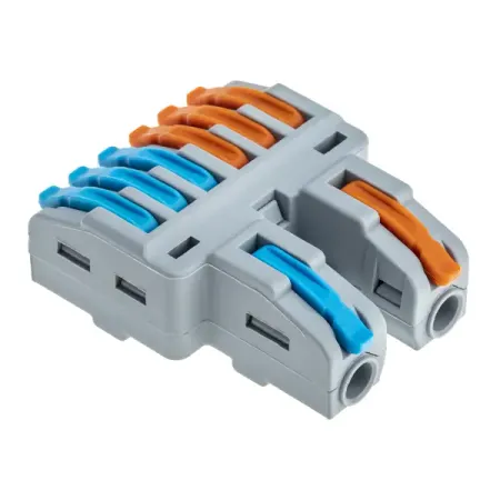 Клеммы разветвительные рычажковые Duwi СМК-526 PRO 2x6-проводные 4мм² серые 4шт 26661 1