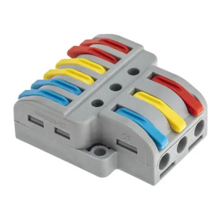 Клеммы разветвительные рычажковые Duwi СМК-536 PRO 3x6-проводные 4мм² серые 4шт 26661 1