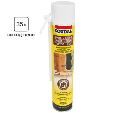 Пена монтажная бытовая Soudal выход пены 35 л летняя 750 мл
