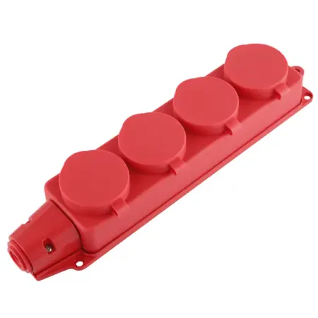 Колодка для удлинителя Duwi 4 розетки с заземлением 3680 Вт цвет красный