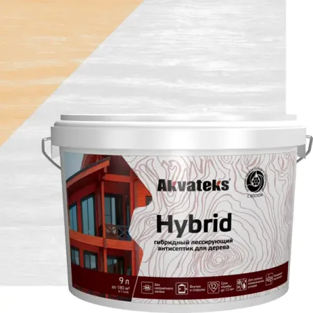Антисептик Akvateks Hybrid гибридный лессирующий полуматовый белый 9 л