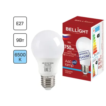 Лампа светодиодная Bellight Е27 220-240 В 9 Вт груша 750 лм холодный белый цвет света duncelri светодиодная лампа от сумерения до рассвета холодного белого света e27 5вт 7вт 9вт 12вт