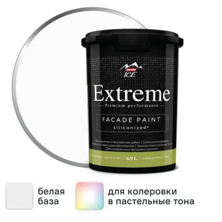 Краска фасадная Parade Extreme матовая цвет белый база А 0.9 л