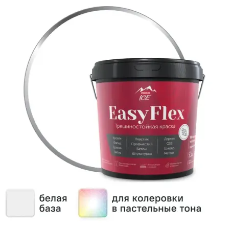 Краска резиновая трещиностойкая Parade EasyFlex матовая цвет белый база А 2.5 л