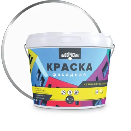 Краска фасадная Выбор Мастера цвет белый 6.5 кг планер мастера