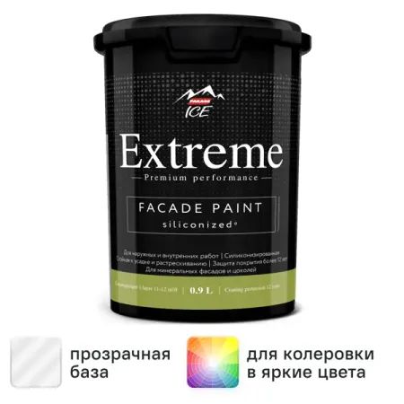 Краска фасадная Parade Extreme матовая прозрачная база С 0.9 л