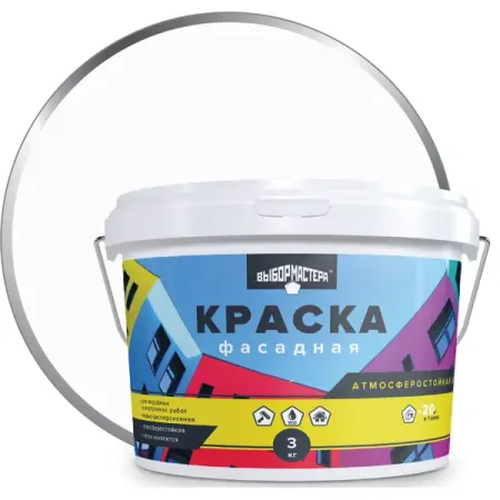 Краска фасадная Выбор Мастера цвет белый 3 кг фебтал комбо суспензия для орального применения котят 7мл