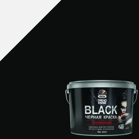 Краска для стен и потолков Dufa моющаяся матовая цвет черный 2.5 л