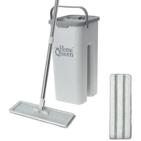 Швабра с ведром для отжима HomeQueen цвет серый