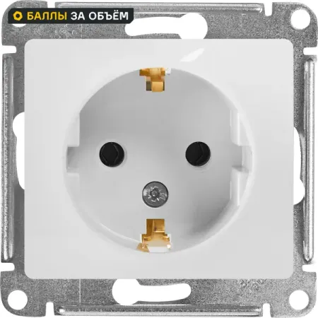 Розетка встраиваемая Systeme Electric Glossa с заземлением с шторками цвет белый контактор schneider electric lc1d09bdc