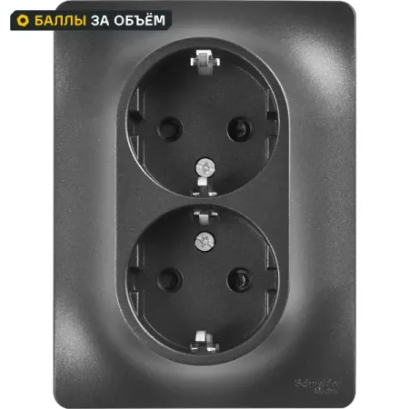Розетка двойная встраиваемая Systeme Electric Glossa с заземлением со шторками в сборе цвет антрацит контактор schneider electric lc1d09bdc
