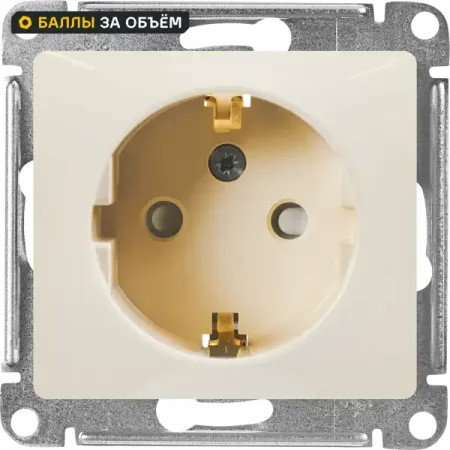 Розетка встраиваемая Systeme Electric Glossa с заземлением с шторками цвет бежевый контактор schneider electric lc1d09bdc