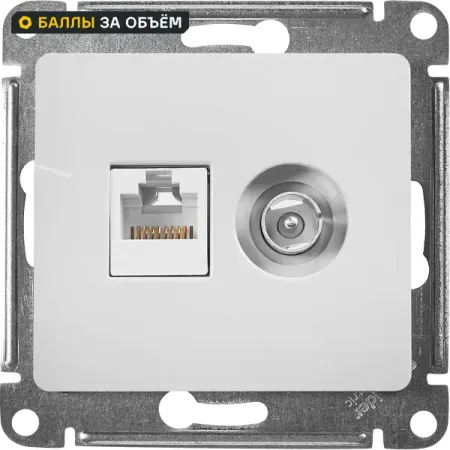 Розетка двойная компьютерная встраиваемая Systeme Electric Glossa RJ45 UTP cat 5e цвет белый контактор schneider electric lc1d09bdc