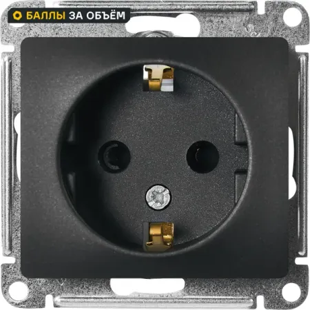 Розетка встраиваемая Systeme Electric Glossa с заземлением с шторками цвет антрацит