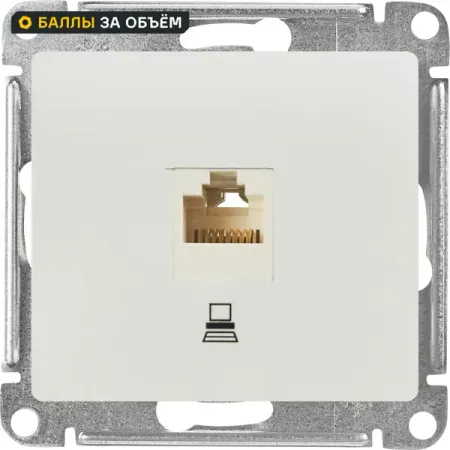 Розетка компьютерная встраиваемая Systeme Electric Glossa RJ45 UTP cat 5e цвет белый розетка двойная компьютерная встраиваемая systeme electric glossa rj45 utp cat 5e алюминий