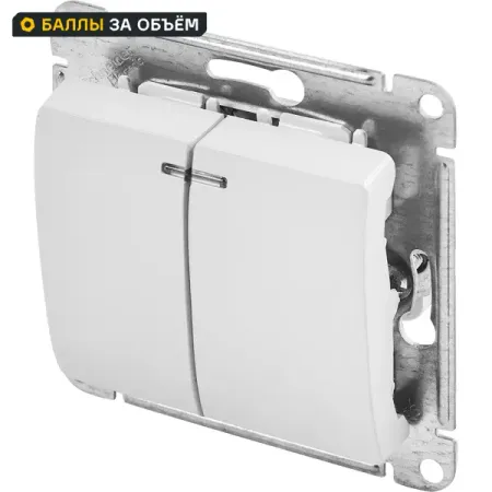 Выключатель встраиваемый Systeme Electric Glossa 2 клавиши с подсветкой цвет белый автоматические клеммы penmenbowmen 2 0 мм