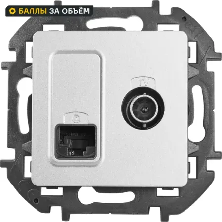 Розетка двойная TV+RJ45 категория 5e UTP Lexman Lilian цвет алюминий розетка телевизионная эра   12 алюминий