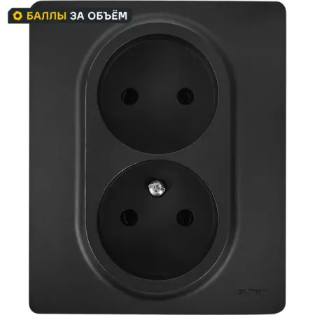 Розетка двойная без заземления Lexman Lilian без шторок в сборе 16А 250В винтовые зажимы цвет антрацит кулисные переключатели 250в 3а