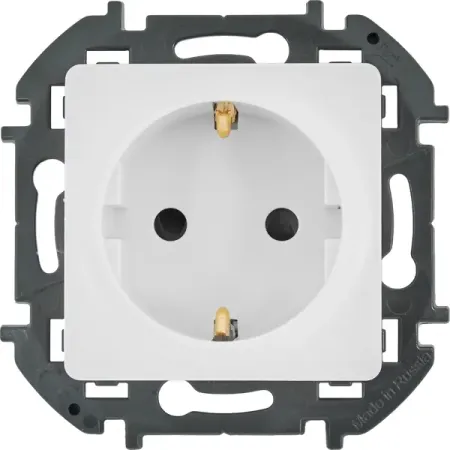 Розетка с заземлением - Lexman Lilian - со шторками 16А 250В винтовые зажимы - белый