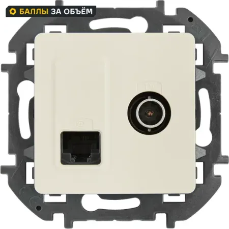 Розетка двойная TV+RJ45 категория 5e UTP Lexman Lilian цвет слоновая кость розетка компьютерная 1 пост legrand valena life rj45 категория 5е utp слоновая кость