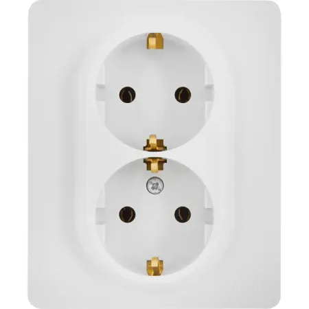 Розетка двойная с заземлением - Lexman Lilian - без шторок в сборе 16А 250В винтовые зажимы - белый