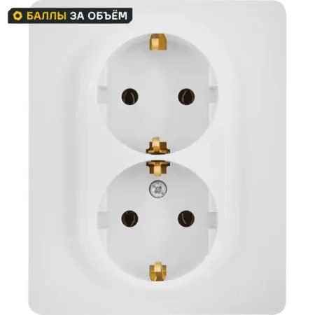 Розетка двойная с заземлением Lexman Lilian без шторок в сборе 16А 250В винтовые зажимы цвет белый электрическая розетка iec320 c14 пластиковая красная 250в