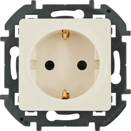 Розетка с заземлением - Lexman Lilian - со шторками 16А 250В винтовые зажимы - слоновая кость