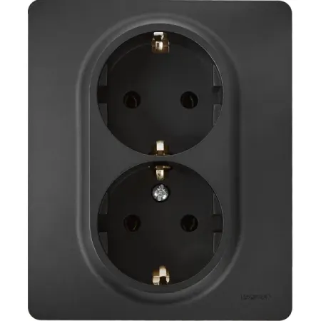 Розетка двойная с заземлением - Lexman Lilian - без шторок в сборе 16А 250В винтовые зажимы - антрацит