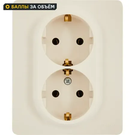 Розетка двойная с заземлением Lexman Lilian без шторок в сборе 16А 250В винтовые зажимы цвет слоновая кость электрическая розетка iec320 c14 пластиковая красная 250в