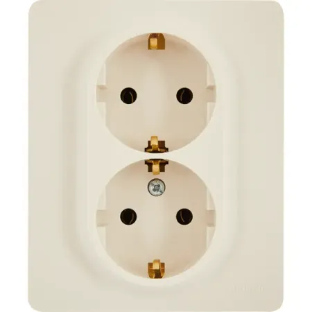 Розетка двойная с заземлением - Lexman Lilian - без шторок в сборе 16А 250В винтовые зажимы - слоновая кость