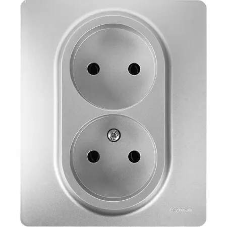 Розетка двойная без заземления - Lexman Lilian - без шторок в сборе 16А 250В винтовые зажимы - алюминий