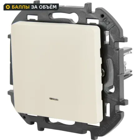 Выключатель встраиваемый Lexman Lilian 1 клавиша с подсветкой цвет слоновая кость